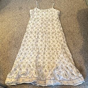 Magaschani Sleeveless Floral Print Maxi Dress in Cream and Yellow